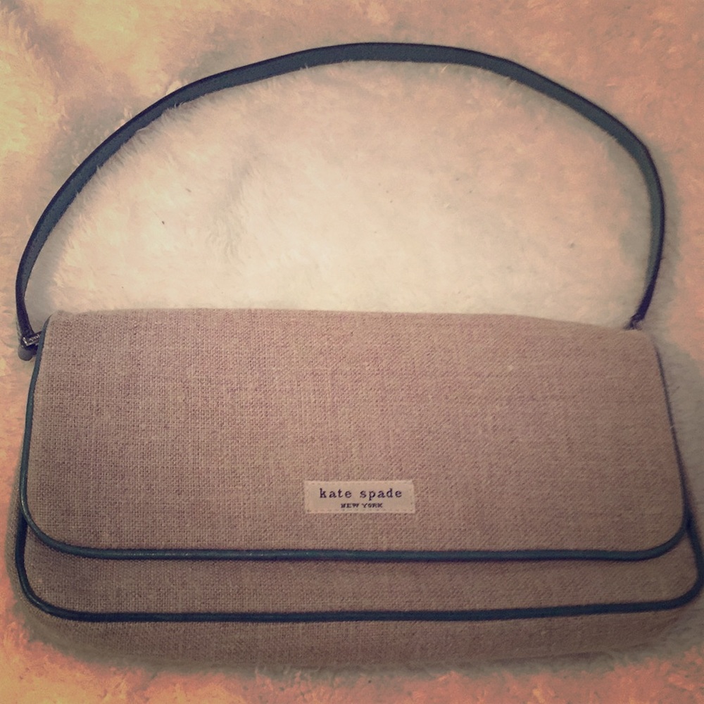 Kate Spade taupe linen mini shoulder bag